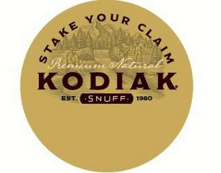 STAKE YOUR CLAIM PREMIUM NATURAL KODIAK EST. 1980 SNUFF logo