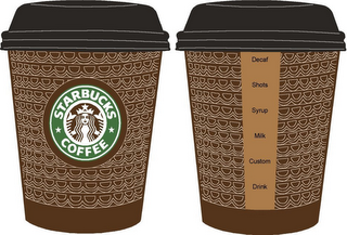 STARBUCKS COFFEE DECAF SHOTS SYRUP MILK CUSTOM DRINK logo