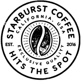 STARBURST COFFEE EST. 2016 HITS THE SPOT CALIFORNIA . USA EXCLUSIVE QUALITY logo