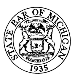 STATE BAR OF MICHIGAN 1935 E PLURIBUS UNUM TUEBOR SI QUERIS PENINSULAM AMCENAM CIRCUMSPICE logo