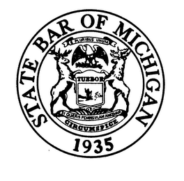STATE BAR OF MICHIGAN 1935 E PLURIBUS UNUM TUEBOR SI QUERIS PENINSULAMAMCENAM CIRCUMSPICE logo