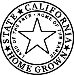 STATE CALIFORNIA HOME GROWN LAND OF THE FREE · HOME OF THE BRAVE logo