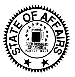 STATE OF AFFAIRS BEER DRINKERS OF AMERICA PARTY SMART logo