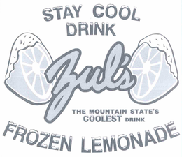 STAY COOL DRINK ZUL'S THE MOUNTAIN STATE'S COOLEST DRINK FROZEN LEMONADE logo