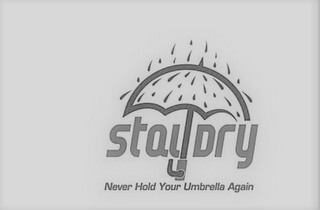 STAY DRY NEVER HOLD YOUR UMBRELLA AGAIN logo
