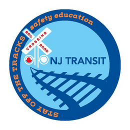 STAY OFF THE TRACKS SAFETY EDUCATION RAIL ROAD CROSSING NJ TRANSIT logo