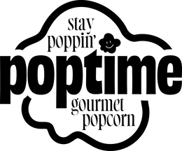 STAY POPPIN' POPTIME GOURMET POPCORN logo