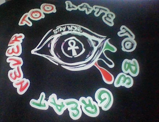STAY WOKE AND NEVER TOO LATE TO BE GREAT logo