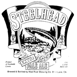 STEELHEAD EXTRA PALE ALE BREWED $ BOTTLED BY MAD RIVER BREWING CO. BLUE LAKE, CA logo
