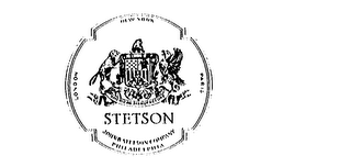 STETSON AMERICAN MANUFACTURE JOHN B STETSON COMPANY NEW YORK PARIS LONDON PHILADELPHIA logo