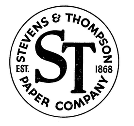STEVENS & THOMPSON PAPER COMPANY STEST. 1868 logo