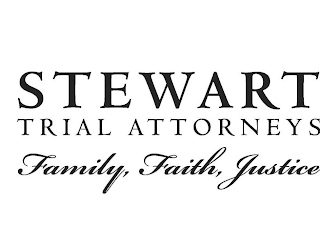 STEWART TRIAL ATTORNEYS FAMILY, FAITH, JUSTICE logo