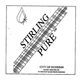 STIRLING PURE CITY OF DUNEDIN WATER TREATED BY FILTRATION & REVERSE OSMOSIS logo