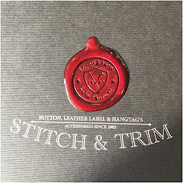 STITCH & TRIM TRIM COUTURE BUTTON, LEATHER LABEL & HANGTAG'S" AND ACCESSORIES SINCE 2003 STITCH & TRIM logo