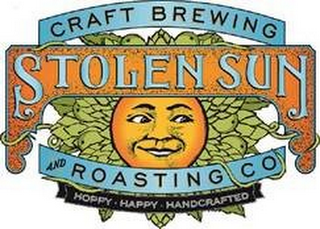 STOLEN SUN CRAFT BREWING AND ROASTING CO HOPPY HAPPY HANDCRAFTED logo