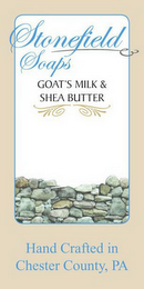 STONEFIELD SOAPS, GOAT'S MILK & SHEA BUTTER, HAND CRAFTED IN CHESTER COUNTY, PA logo