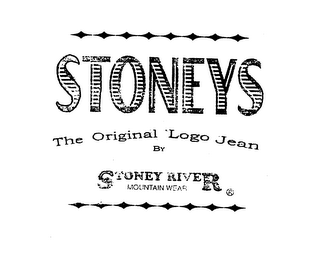 STONEYS THE ORIGINAL LOGO JEAN BY STONEY RIVER MOUNTAIN WEAR logo
