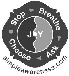 STOP BREATHE ASK CHOOSE JOY SIMPLEAWARENESS.COM logo