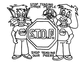 S.T.O.P. STOP TEASING OTHER PEOPLE STOP TEASING OUR PEERS logo