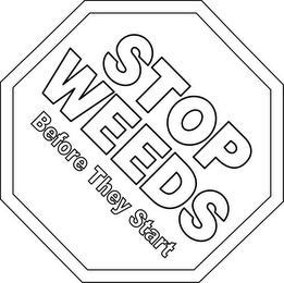 STOP WEEDS BEFORE THEY START logo