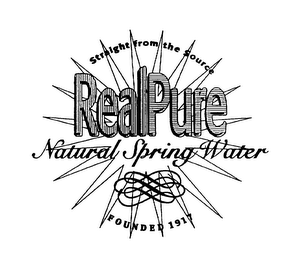 STRAIGHT FROM THE SOURCE REALPURE NATURAL SPRING WATER FOUNDED 1917 logo