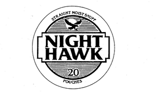 STRAIGHT MOIST SNUFF NIGHT HAWK 20 POUCHES logo