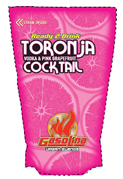 STRAW INSIDE READY 2 DRINK TORONJA COCKTAIL VODKA & PINK GRAPEFRUIT GASOLINA URBAN BLENDS. logo