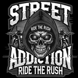 STREET ADDICTION RIDE THE RUSH RIDE THE RUSH logo