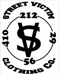 STREET VICTIM CLOTHING CO. SV 212 29 56 410 logo