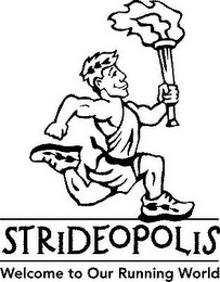 STRIDEOPOLIS WELCOME TO OUR RUNNING WORLD logo