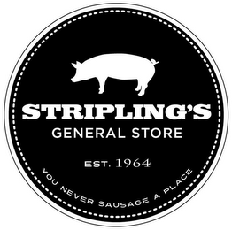 STRIPLING'S GENERAL STORE EST. 1964 YOU NEVER SAUSAGE A PLACE logo