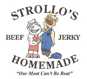 STROLLO'S HOMEMADE BEEF JERKY "OUR MEAT CAN'T BE BEAT" logo