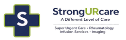 STRONGURCARE A DIFFERENT LEVEL OF CARE SUPER URGENT CARE · RHEUMATOLOGY INFUSION SERVICES · IMAGING logo