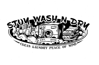 STUY WASH N DRY CLEAN LAUNDRY PEACE OF MIND EST. 2019 logo