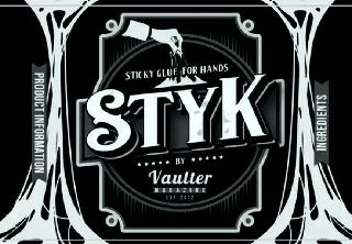 STYK STICKY GLUE FOR HANDS BY VAULTER MAGAZINE EST. 2012 PRODUCTION INFORMATION INGREDIENTS logo