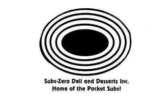 SUBS ZERO SUBS-ZERO DELI AND DESSERTS INC. HOME OF THE POCKET SUBS! logo