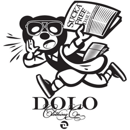 SUCK FREE DAILY DOLO CLOTHING CO. EST. MMII DOLO CLOTHING CO D logo