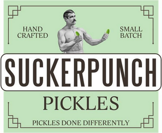 SUCKERPUNCH PICKLES PICKLES DONE DIFFERENTLY HAND CRAFTED SMALL BATCH logo