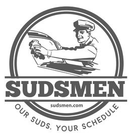 SUDSMEN OUR SUDS. YOUR SCHEDULE SUDSMEN.COM logo