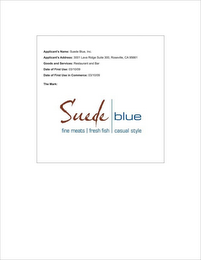 SUEDE BLUE FINE MEATS FRESH FISH CASUAL STYLE logo