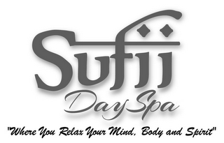 SUFII DAY SPA "WHERE YOU RELAX YOUR MIND, BODY AND SPIRIT" logo