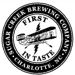 SUGAR CREEK BREWING COMPANY · CHARLOTTE, NC · FIRST IN TASTE logo
