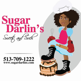 SUGAR DARLIN'S SWEETS AND SUCH 513-709-1222 WWW.SUGARDARLINS.COM logo