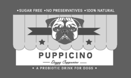 SUGAR FREE NO PRESERVATIVES 100% NATURAL PUPPICINO DOGGY CAPPUCINO A PROBIOTIC DRINK FOR DOGS logo