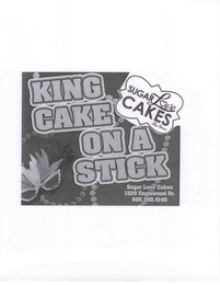 SUGAR LOVE CAKES BY SIERRA KING CAKE ON A STICK SUGAR LOVE CAKES 1329 ENGLEWOOD DR. 985.265.4146 logo