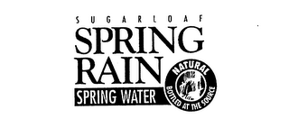 SUGARLOAF SPRING RAIN SPRING WATER NATURAL BOTTLED AT THE SOURCE logo