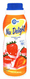SUIZA NU DELIGHT STRAWBERRY DRINKABLE LOWFAT YOGURT + VITAMINS A & D 98% FAT FREE 11 FL OZ (325ML) EXCELLENT SOURCE OF CALCIUM logo