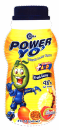 SUIZA POWER YO' DRINKABLE LOWFAT YOGURT VITAMINS + A & D FRANK GUAVA 98% FAT FREE EXCELLENT SOURCE OF CALCIUM 8 FL OZ (240 ML) logo