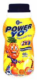 SUIZA POWER YO' DRINKABLE LOWFAT YOGURT + VITAMINS A & D HENRY PINEAPPLE 98% FAT FREE EXCELLENT SOURCE OF CALCIUM 8 FL OZ (240 ML) logo