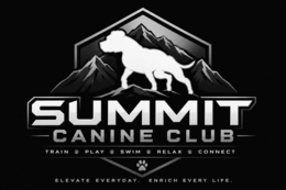 SUMMIT CANINE CLUB TRAIN PLAY SWIM RELAX CONNECT ELEVATE EVERYDAY. ENRICH EVERY LIFE. logo